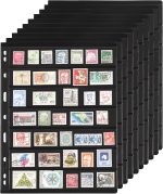 10 Sheets 20 Pages Postage Stamp Album Sleeves, 7 Pockets 7.7x 1.35in, Black Page - Image 2