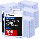 100ct Magnetic Trading Card Holders: 35pt One Touch Card Holder, U-V Protection Hard Plastic Magnetic Cards Case for Sports Game, Football, Baseball Cards - Ultra Slim - Image 2