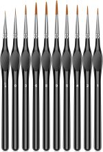 10Pcs Micro Paint Brushes Set with Triangular Handles - For Acrylic, Watercolor, Crafts, Models - Image 2