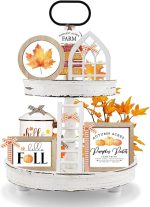 10themes Interchangeable Seasonal Rustic Farmhouse Fall Tiered Tray Decor | Rustic Farmhouse Fall Tiered Tray Decorations, Autumn Decorations Fall Decorations for Home Thanksgiving Decor - Image 2