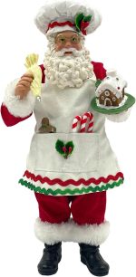 11-Inch Cooking Chef Santa with Gingerbread House Statue | Christmas Decoration, Ornament, Xmas Gift, Figurine - Image 2