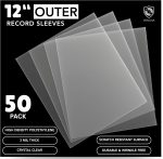 12" Vinyl Record Outer Sleeves (50 Pack), 3 Mil Crystal Clear | (12.75" x 12.75"), Archival Safe, Anti-Static, Acid-Free, LP Album Protection Against Dust, Dirt & Scratches - Image 2