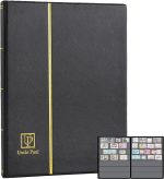 140 Pocket Stamp Album Collection 10 Sheets Double-Sided 7 Pockets/Page | Uncle Paul Stamps Collection Storage Fits Paper Money Postage Stamps Under 35mm Black Artificial Leather Cover AS0107BK - Image 2
