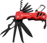 16 In 1 Multi Pocket Knife multitool Military Grade Steel: Swiss Style | Multi Functional Small Folding Knife with Keychain, Easy to Carry, Wine/Bottle opener , scissors , saw screwdrivers - Red - Image 2
