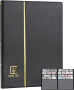 160 Pocket Stamp Album Collection 10 Sheets Double-Sided 8 Pockets/Page | Uncle Paul Stamps Collection Storage Fits Paper Money Postage Stamps Under 30mm Black Artificial Leather Cover AS0108BK - Image 2