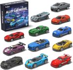 1:64 Scale Die-Cast Metal Toy Cars 12-Pack Vehicles Set, Includes Pickup, Racing Cars, Sports Cars for Display or Play, Great Gift for Kids Age 3 Years and Up (12 Pack) - Image 2