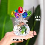 Ornalrist Crystal Colorful Rose Flower Figurine, Glass Flower Figurine - Image 4
