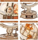 ROKR 3D Wooden Puzzles for Adults Illuminated Globe with Stand 180pcs 3D Puzzles Built-in LED Model Kit Hobby Gifts for Adults Home Decor - Image 3