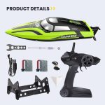 DEERC 14-Inch High Speed RC Boat, 20+ MPH, Auto Self-Righting, 2 Batteries | Fast Remote Control Boat for Pool & Lake, 493FT Control Range, LED Lights, 2.4GHz Full Proportional, Water Toy Gift - Image 4