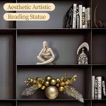 UTTCMK Bookshelf Decor Thinker Statue - Abstract Art Reading Thinker Sculpture Figurine Aesthetic, Modern Home Decoration for Living Room Office Shelves Coffee Table Desk Decor(Beige) - Image 3
