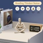 UTTCMK Bookshelf Decor Thinker Statue - Abstract Art Reading Thinker Sculpture Figurine Aesthetic, Modern Home Decoration for Living Room Office Shelves Coffee Table Desk Decor(Beige) - Image 4