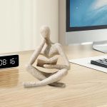 UTTCMK Bookshelf Decor Thinker Statue - Abstract Art Reading Thinker Sculpture Figurine Aesthetic, Modern Home Decoration for Living Room Office Shelves Coffee Table Desk Decor(Beige) - Image 5