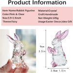 3.5'' Crystal Rabbit Figurine Collectibles Spring Easter Bunny Decorations | Small,Art Glass Animal Statues Paperweight Easter Christmas Whimsical Home Decor Creative Gift - Image 3