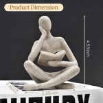 UTTCMK Bookshelf Decor Thinker Statue - Abstract Art Reading Thinker Sculpture Figurine Aesthetic, Modern Home Decoration for Living Room Office Shelves Coffee Table Desk Decor(Beige) - Image 8