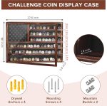 Challenge Coin Display Case, Lockable Military Coin Holder Cabinet with Removable Star Board & HD Tempered Glass Door (27.6" L x 18.1" W), Solid Wood Wall Mount Coins Collection Rack Stand - Image 3