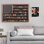 Challenge Coin Display Case, Lockable Military Coin Holder Cabinet with Removable Star Board & HD Tempered Glass Door (27.6" L x 18.1" W), Solid Wood Wall Mount Coins Collection Rack Stand - Image 5