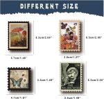 Vintage Postage Stamp Stickers for Scrapbook, 100 Pcs Deco Paper Stickers for Bullet Journal,Botanical Fairy Sticker for Junk Journal, DIY Crafts,Collage Album (Stamp-Like) - Image 7