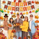 Thanksgiving Decorations Set, GIVE THANKS Banner and Garland, Hanging Swirls, Turkey Glasses and Maple Leaf for Indoor Home Party Office Classroom School Fall Decor - Image 4