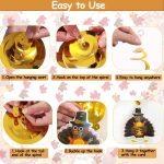 Thanksgiving Decorations Set, GIVE THANKS Banner and Garland, Hanging Swirls, Turkey Glasses and Maple Leaf for Indoor Home Party Office Classroom School Fall Decor - Image 6