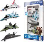 United Sates Air Force 4-Pack Toy Jet Squadron Die Cast Airplanes, Pull Back Military Fighter Jets, Diecast Air Plane Models - Image 5