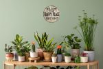 Welcome Sign for Front Door Round Metal Welcome to My Happy Place Plaque for Home Office Bedroom Kitchen Dining or Bar Decor 8x8 In - Image 5