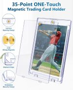 100ct Magnetic Trading Card Holders: 35pt One Touch Card Holder, U-V Protection Hard Plastic Magnetic Cards Case for Sports Game, Football, Baseball Cards - Ultra Slim - Image 4