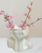 White Face Vase Unique Ceramic Vase for Room,Office,Home Decor | Small Boho Cute Female Form Head Bust Vase Modern Flower Vase for Table Shelf Desk Decoration Bookshelf Bedroom - Image 3