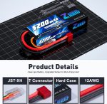 Zeee 7.4V Lipo Battery 2S 50C 5200mAh Hard Case with T Connector (2 Packs) | for RC Car Trucks 1/8 1/10 RC Vehicles Racing Hobby - Image 4