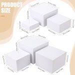 6 Pack Acrylic Risers for Display Acrylic Cube Boxes Risers Display Stands with Hollow Bottoms Decorative Stand for Jewelry Candy Table Decor 6 Sizes(White,3 to 8 Inch,Square) - Image 3