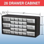 Akro-Mils 26-Drawer Plastic Storage Cabinet, 20"W x 6"D x 10"H, Black - Image 4