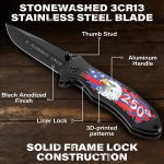 Dispatch 250th Anniversary Folding Pocket Knife Gift Set with Commemorative Coin and Stainless Steel Liner Lock in Premium Box (Black) - Image 4