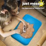 Just Messin’ Silicone Arts and Crafts Mat for Kids, 12" x 18", Blue | Non-Slip, Reusable, Heat-Resistant Mat, 0.6" Raised Edges to Contain Mess & Protect Tables, Great for Slime,Resin,Legos,Paint - Image 3