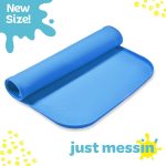 Just Messin’ Silicone Arts and Crafts Mat for Kids, 12" x 18", Blue | Non-Slip, Reusable, Heat-Resistant Mat, 0.6" Raised Edges to Contain Mess & Protect Tables, Great for Slime,Resin,Legos,Paint - Image 4