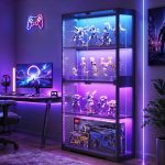 AODK Display Case with Glass Doors & RGB LED Light, Glass Display Cabinet | 4-Tier Display Shelf Storage Cabinet for Collectibles, Black Curio Cabinet for Showcase, Book Case - Image 5