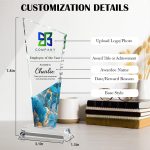 Custom Crystal Trophy Award, Personalized Awards and Trophies with Text Logo Photo, Employee Appreciation Gifts, Retirement Farewell, Thank You Gifts - Image 4