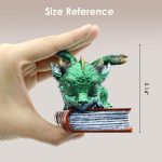 Mini Green Dragon Figurine – Fantasy Dragon Statue Sleeping on Book. | Cute Desk & Bookshelf Décor – Inspirational Gift for Women, Men & Friends - Image 4