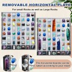 Cinnvoice Rock Display Case 56 Grids,Black Border,Square | Adjustable Acrylic Display Case, Crystal Organizer for Collectible, with Built-in Mirrored, Magnetic Door, Wall Mount - Image 5