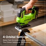 GREENWORKS 24V (8-TOOL) Combo (Drill, Impact Driver, Circular Saw, Reciprocating Saw, Jigsaw, Multi-Tool, Sander, Flashlight), 4.0Ah + (2) 2.0Ah (Power Bank) Batteries, (2) Cables, 65W Rapid Charger - Image 7