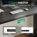 Black 60x28 in Electric Standing Desk, 1 Inch Thick Tabletop | Double Beam Frame, Holds 220lbs, Sit Stand, 3 Memory Height Adjustment, Extra Deep Table Top, Black Frame - Image 4