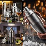 Cocktail Shaker Set, 18-Piece Bartender Kit with Acrylic Stand, 18/8 Stainless Steel Bar Set with Martini Shaker, Jigger, Muddler & Recipe Book for Home Bar - Image 5