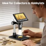 Leipan 4.3" Coin Microscope Coin Magnifier, 1980P HD Digital Microscope | Error Coin Magnifier with 8 LED Lights for Collectors, Compatible with Windows/Mac - Image 3
