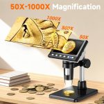 Leipan 4.3" Coin Microscope Coin Magnifier, 1980P HD Digital Microscope | Error Coin Magnifier with 8 LED Lights for Collectors, Compatible with Windows/Mac - Image 4