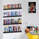 Sports Card Display Shelf for Wall, Holds 20 Trading Cards, 4PCS Wooden Card Holder for Baseball, Football, Basketball, and Graded Card Collection, Black - Image 3