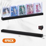 Sports Card Display Shelf for Wall, Holds 20 Trading Cards, 4PCS Wooden Card Holder for Baseball, Football, Basketball, and Graded Card Collection, Black - Image 4