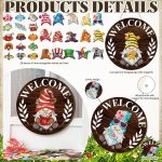 Qunclay Country Seasonal Interchangeable Wooden Gnome Decor Summer Christmas in July Gnome Decorations with Magnet Pieces and Detachable Hats Hanging Welcome Sign - Image 4