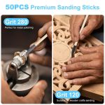 50PCS Premium Sanding Sticks, Double End Matchsticks Sanding Twigs of 120/280 Grit, Fine Detailing Polishing Sticks for Plastic Models/Wood/Metal/Small Area/Hole Sanding, 5.4 x 0.2 Inch - Image 3