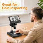 Elikliv Coin Microscope, 4.3'' LCD Digital Microscope 1000x, Coin Magnifier with 8 Adjustable LED Lights, PC View Compatible with Windows/Mac, EDM4B, Black - Image 3