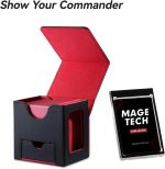 Card Deck Box for MTG Commander - Patented Design, Commander Display, Fits 100 Double-Sleeved Cards, 35pt Card Brick & Dice Tray - Black/Red - Image 3