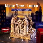 ROKR Marble Travel London, 3D Wooden Puzzles for Adults, Marble Run Kit Adults to Build, 3D Wooden Puzzle with LED, Unique Gift for Men Women - Image 3