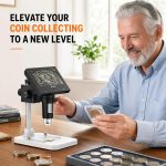 Elikliv Microscope, LCD Digital Coin Microscope 1000x, Coin Magnifier with 8 Adjustable LED Lights, PC View Compatible with Windows/MacBook, EDM4, 4.3-Inch - Image 4